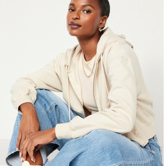 NWT OLD NAVY Fleece Full-Zip Hoodie Color: Wish Bone - Picture 4 of 6